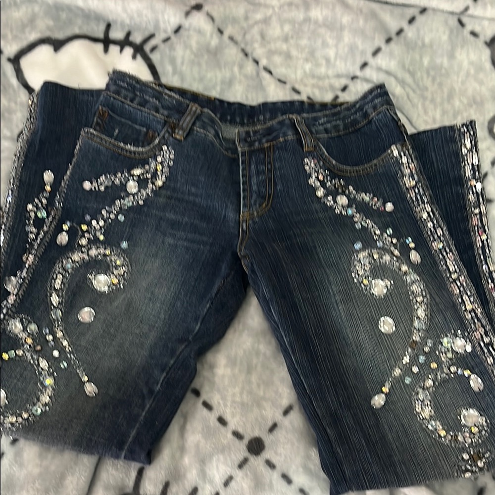 Bebe rhinestone Blue Jeans🎀